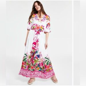 Women's Floral V-Neck Maxi Dress, Created for Macy's